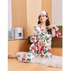 Ekouaer Women Classic Button Down Long Satin Pajamas Set Cute Bow Sleepwear(Christmas Bows)