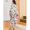 Ekouaer Women Classic Button Down Long Satin Pajamas Set Cute Bow Sleepwear(Christmas Bows)
