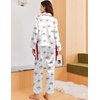 Ekouaer Women Classic Button Down Long Satin Pajamas Set Cute Bow Sleepwear(Christmas Leaf)