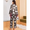 Ekouaer Women Classic Button Down Long Satin Pajamas Set Cute Bow Sleepwear(Leopard Santa Claus)