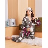 Ekouaer Women Classic Button Down Long Satin Pajamas Set Cute Bow Sleepwear(Leopard Santa Claus)