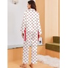Ekouaer Women Classic Button Down Long Satin Pajamas Set Cute Bow Sleepwear(Xmas Bows)
