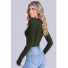 Ekouaer Women Long Sleeve Henley Tops Rib Knit Shirts Lightweigh Sweaters(Army Green)