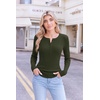 Ekouaer Women Long Sleeve Henley Tops Rib Knit Shirts Lightweigh Sweaters(Army Green)