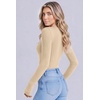 Ekouaer Women Long Sleeve Henley Tops Rib Knit Shirts Lightweigh Sweaters(Beige)