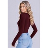 Ekouaer Women Long Sleeve Henley Tops Rib Knit Shirts Lightweigh Sweaters(Burgundy)