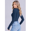 Ekouaer Women Long Sleeve Henley Tops Rib Knit Shirts Lightweigh Sweaters(Light Navy Blue)