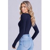 Ekouaer Women Long Sleeve Henley Tops Rib Knit Shirts Lightweigh Sweaters(Navy Blue)