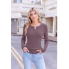 Ekouaer Women Long Sleeve Henley Tops Rib Knit Shirts Lightweigh Sweaters(Purplish Red)