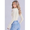 Ekouaer Women Long Sleeve Henley Tops Rib Knit Shirts Lightweigh Sweaters(White)