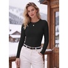 Ekouaer Womens Long Sleeve Shirts Fleece Lined Tops Thermal Undershirts(2 Black/1 White/1 Beige)