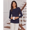 Ekouaer Womens Long Sleeve Shirts Fleece Lined Tops Thermal Undershirts(2 Black/1 White/1 Navy Blue)