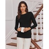 Ekouaer Womens Long Sleeve Shirts Fleece Lined Tops Thermal Undershirts(4 Black)