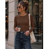 Ekouaer Womens Long Sleeve Shirts Fleece Lined Tops Thermal Undershirts(Brown)