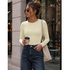 Ekouaer Womens Long Sleeve Shirts Fleece Lined Tops Thermal Undershirts(Cream)