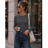 Ekouaer Womens Long Sleeve Shirts Fleece Lined Tops Thermal Undershirts(Dark Grey)