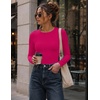 Ekouaer Womens Long Sleeve Shirts Fleece Lined Tops Thermal Undershirts(Hot Pink)