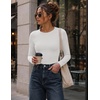 Ekouaer Womens Long Sleeve Shirts Fleece Lined Tops Thermal Undershirts(White)
