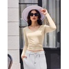 Ekouaer Womens Long Sleeve Shirts V Neck Ribbed Thermal Undershirts(Beige)