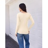 Ekouaer Womens Long Sleeve Shirts V Neck Ribbed Thermal Undershirts(Beige)