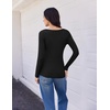 Ekouaer Womens Long Sleeve Shirts V Neck Ribbed Thermal Undershirts(Black)