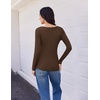 Ekouaer Womens Long Sleeve Shirts V Neck Ribbed Thermal Undershirts(Brown)