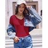 Ekouaer Womens Long Sleeve Shirts V Neck Ribbed Thermal Undershirts(Dark Red)