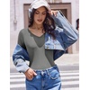 Ekouaer Womens Long Sleeve Shirts V Neck Ribbed Thermal Undershirts(Light Grey)
