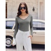 Ekouaer Womens Long Sleeve Shirts V Neck Ribbed Thermal Undershirts(Light Grey)