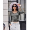 Ekouaer Womens Long Sleeve Shirts V Neck Ribbed Thermal Undershirts(Light Grey)
