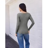 Ekouaer Womens Long Sleeve Shirts V Neck Ribbed Thermal Undershirts(Light Grey)