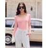 Ekouaer Womens Long Sleeve Shirts V Neck Ribbed Thermal Undershirts(Light Pink)