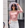 Ekouaer Womens Long Sleeve Shirts V Neck Ribbed Thermal Undershirts(Light Pink)