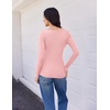 Ekouaer Womens Long Sleeve Shirts V Neck Ribbed Thermal Undershirts(Light Pink)