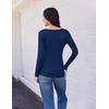 Ekouaer Womens Long Sleeve Shirts V Neck Ribbed Thermal Undershirts(Navy Blue)