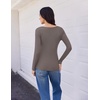 Ekouaer Womens Long Sleeve Shirts V Neck Ribbed Thermal Undershirts(Tea Grey)