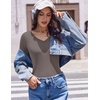 Ekouaer Womens Long Sleeve Shirts V Neck Ribbed Thermal Undershirts(Tea Grey)