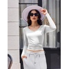Ekouaer Womens Long Sleeve Shirts V Neck Ribbed Thermal Undershirts(White)