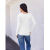 Ekouaer Womens Long Sleeve Shirts V Neck Ribbed Thermal Undershirts(White)