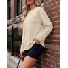 Ekouaer Womens Oversized Long Sleeve Cotton Shirts Crew Neck Fall Tops(3pcs Black/ Beige/ Brown)