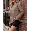 Ekouaer Womens Oversized Long Sleeve Cotton Shirts Crew Neck Fall Tops(3pcs Black/ Light Grey/ Khaki)