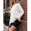 Ekouaer Womens Oversized Long Sleeve Cotton Shirts Crew Neck Fall Tops(3pcs Black/ White/ Brown)