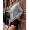 Ekouaer Womens Oversized Long Sleeve Cotton Shirts Crew Neck Fall Tops(3pcs Blue/ Light Grey/ Black)