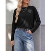 Ekouaer Womens Oversized Long Sleeve Cotton Shirts Crew Neck Fall Tops(3pcs Blue/ Light Grey/ Black)