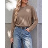 Ekouaer Womens Oversized Long Sleeve Cotton Shirts Crew Neck Fall Tops(3pcs Khaki/ Light Grey/ Beige)
