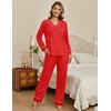 Ekouaer Womens Pajamas Sets 2 Piece PJs Long Sleeve Sleepwear Loungewear(Red Polka Dots)