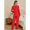 Ekouaer Womens Pajamas Sets 2 Piece PJs Long Sleeve Sleepwear Loungewear(Red Polka Dots)