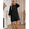 Ekouaer Womens Plush Robe 2026 Warm Fleece Bathrobe Housecoat with Pockets(Black)