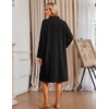 Ekouaer Womens Plush Robe 2026 Warm Fleece Bathrobe Housecoat with Pockets(Black)