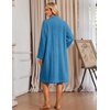 Ekouaer Womens Plush Robe 2026 Warm Fleece Bathrobe Housecoat with Pockets(Blue)